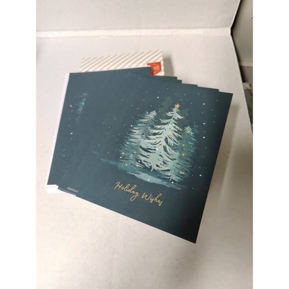 Forest Holiday Greeting Card Pack Christmas 16 CT Evening Green Inspired - Picture 4 of 10